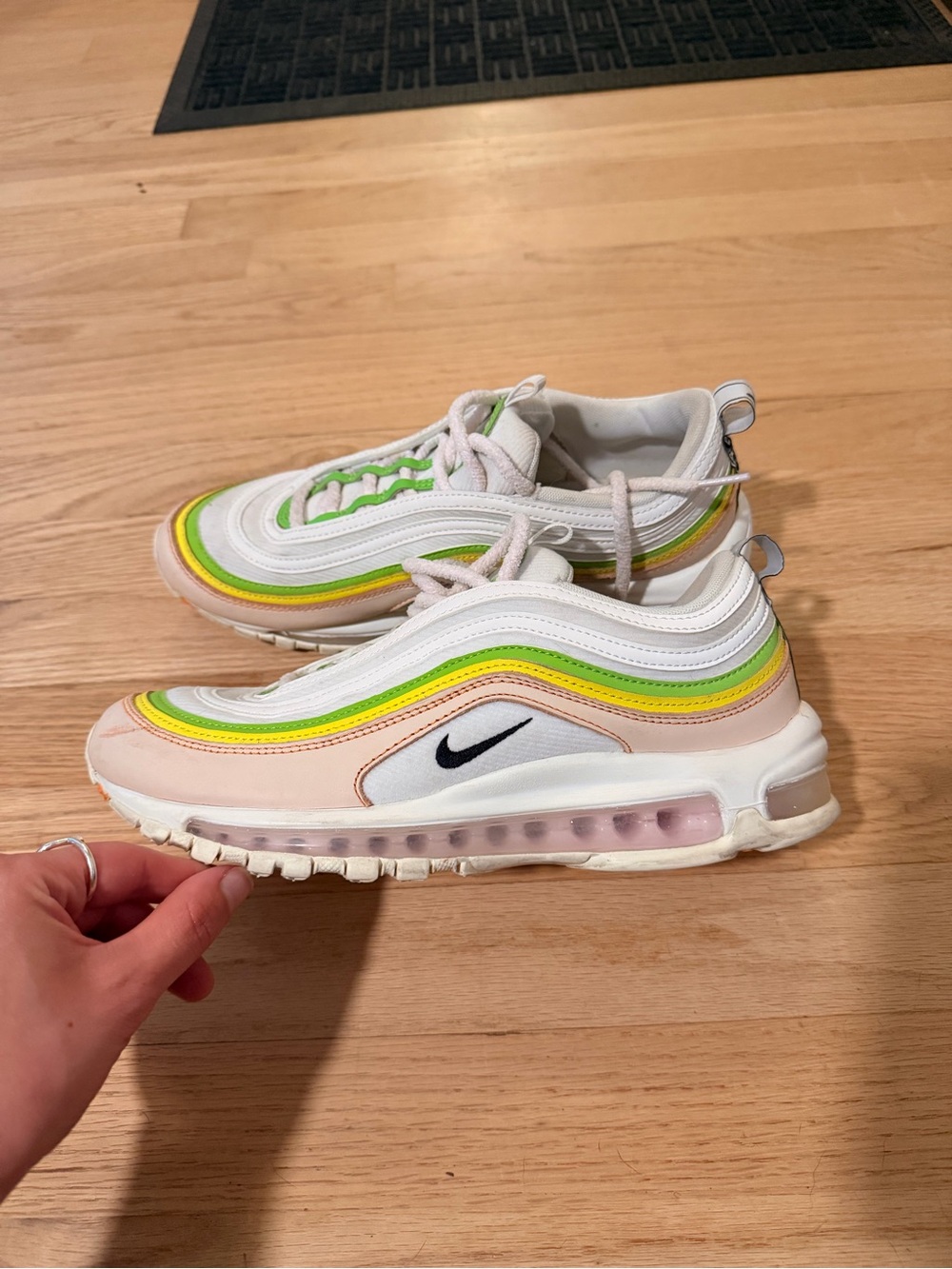 Nike Air Max 97 feel love - White with Pastel Green, Yellow & Pink Accents